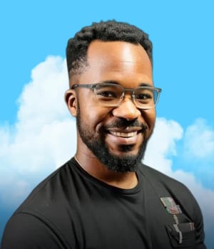 Cloud styled headshot of Flockity creator Dellyn