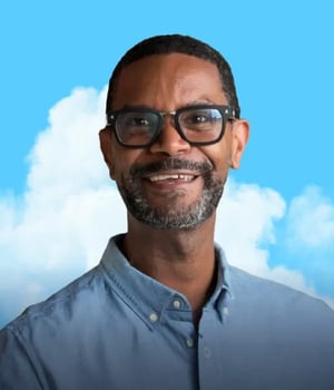 Cloud styled headshot of Flockity creator Dwight