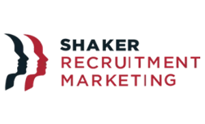 Shaker Recruitment Marketing logo with dual face silhouette icon